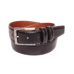 Black Classic Leather Belt with Double Loop