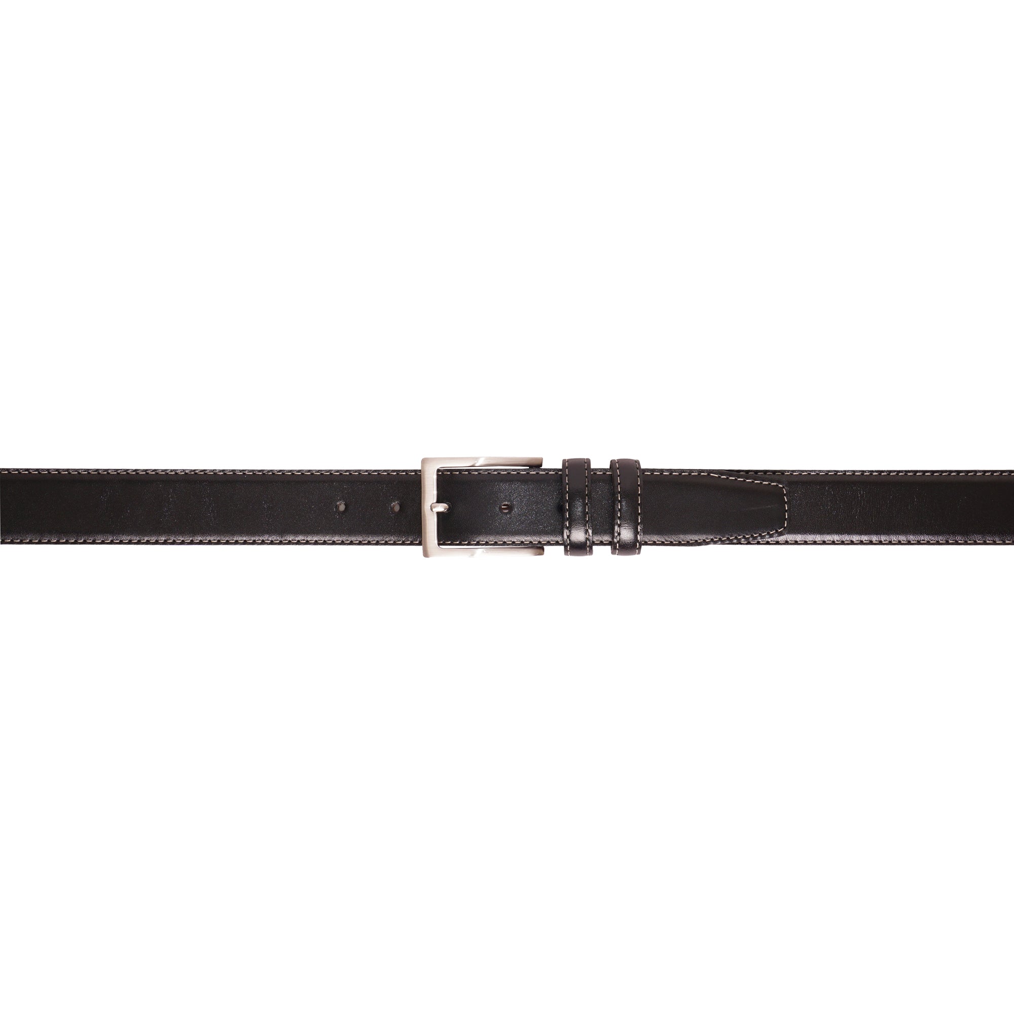 Black Classic Leather Belt with Double Loop