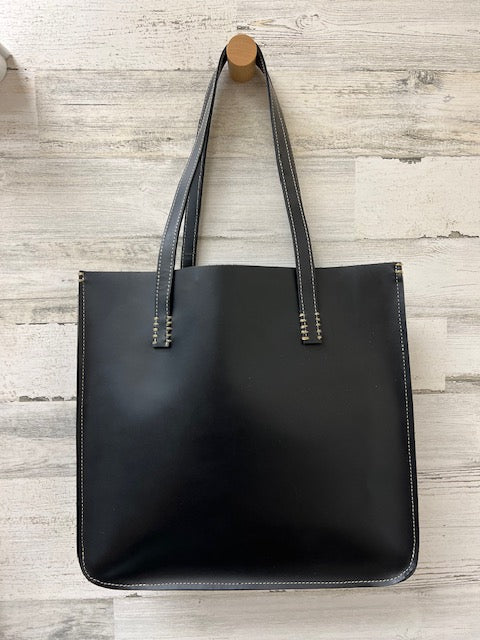 Ladies Leather Structured Tote (Black)