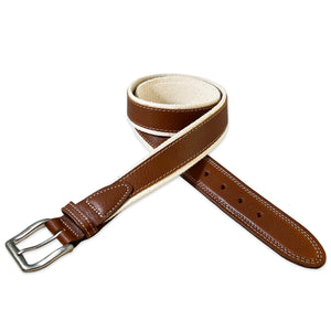 Tan Textured Leather Belt on Web